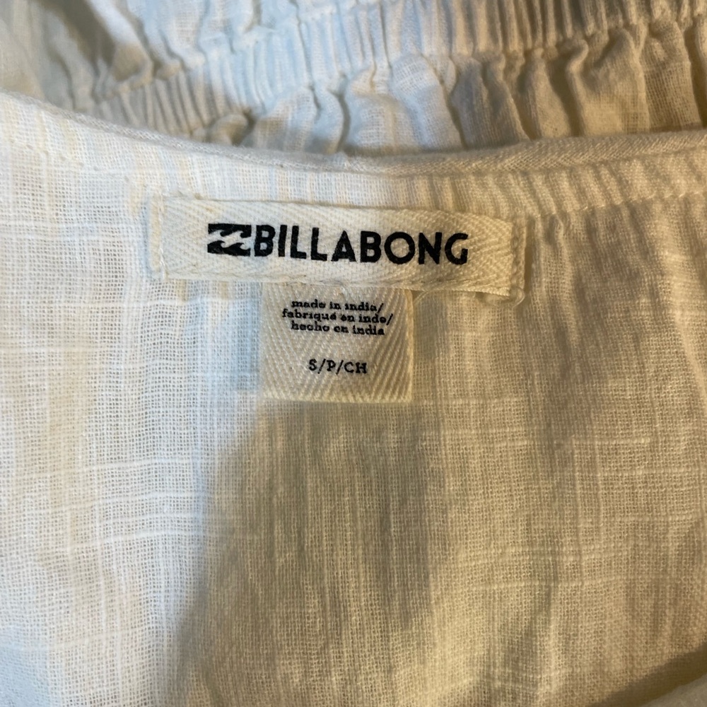 #0253 Billabong White Ruffled Peplum Blouse-S - Picture 2 of 7